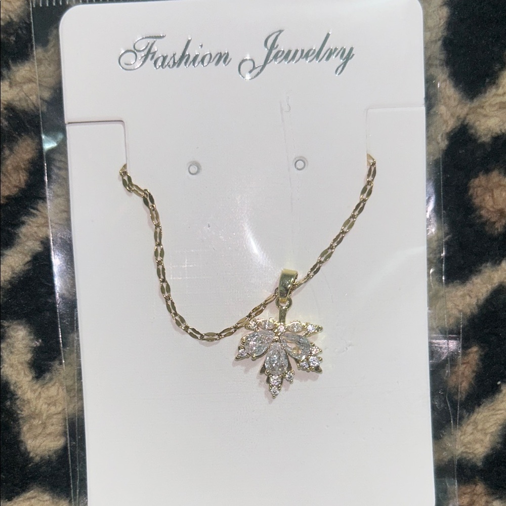 Gold and Silver Leaf Pendant Necklace